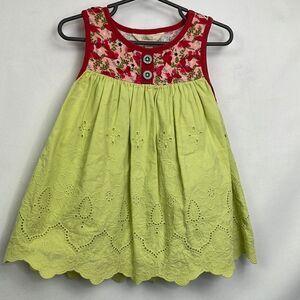 Matilda Jane lime green eyelet and butterfly patterned mixed Media dress size 4